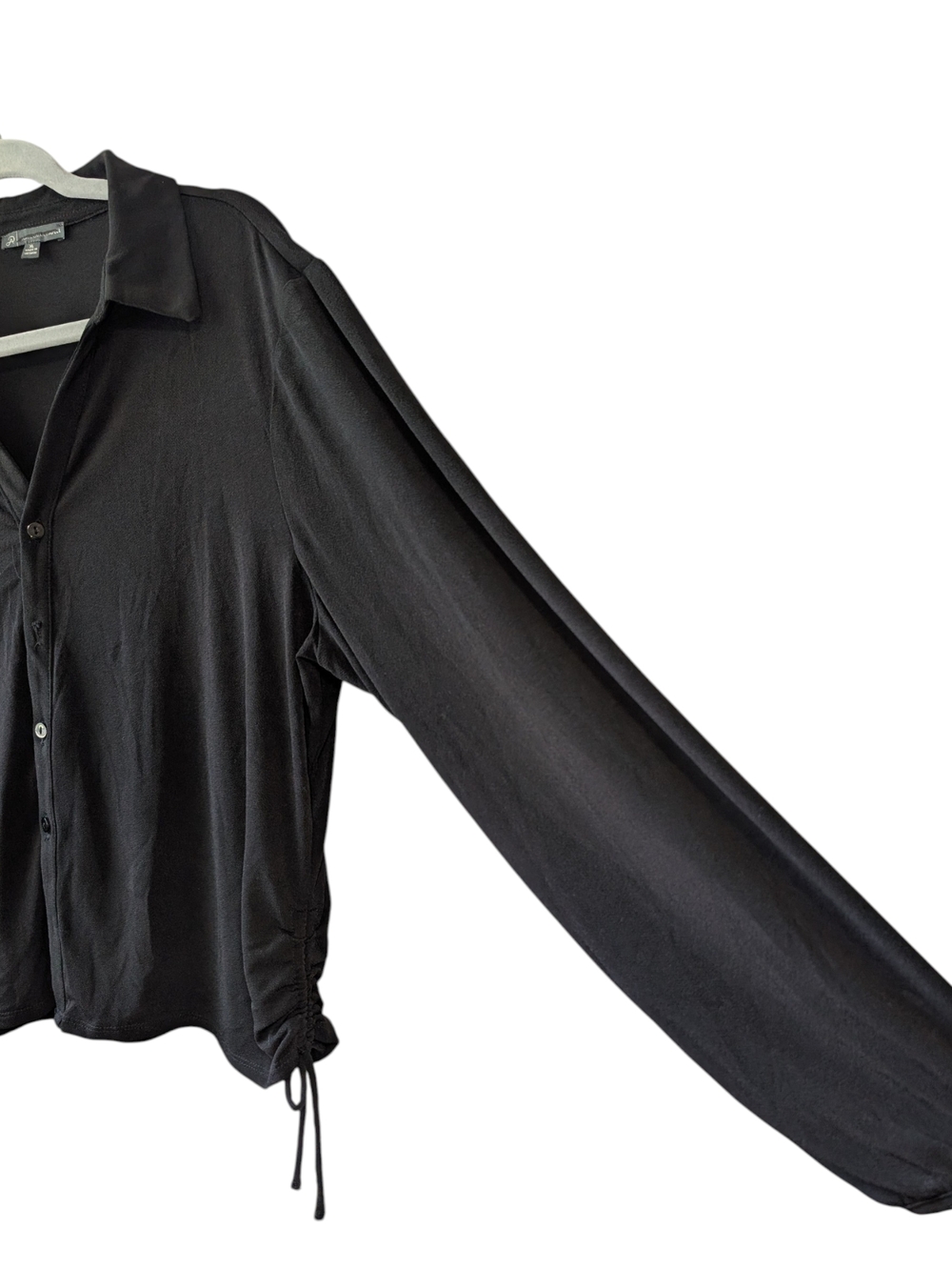 ADRIANNA PAPELL WOMEN'S BLACK LONG-SLEEVE BUTTON DOWN TOP SIZE XL - Picture 6 of 10